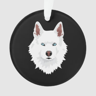 Weißer Siberischer Husky-Kanal - Weißer Schneehu Ornament