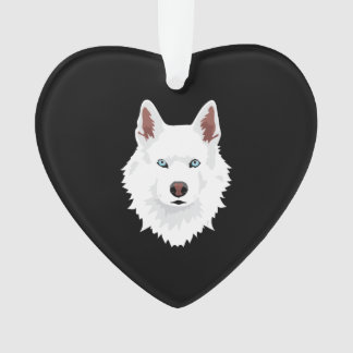 Weißer Siberischer Husky-Kanal - Weißer Schneehund Ornament