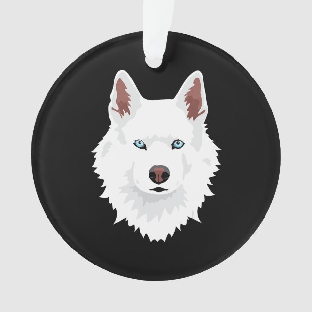 Weißer Siberischer Husky-Kanal - Weißer Schneehund Ornament (Vorderseite)