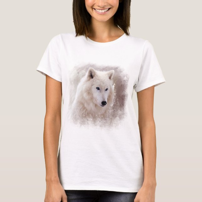WEISSER SIBIRISCHER SCHLITTENHUND T-Shirt (Vorderseite)