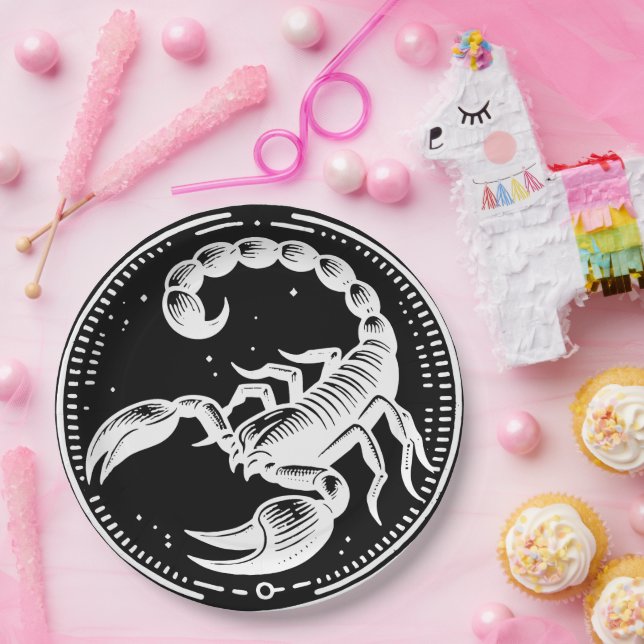 Weißer Skorpion Astrologie Zodiac Sign Skorpio Par Pappteller (Party)