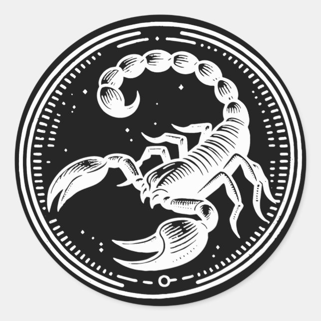 Weißer Skorpion Astrologie Zodiac Sign Skorpio Runder Aufkleber (Vorderseite)