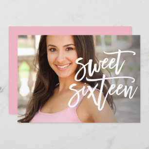 Weißer Skript-16. Geburtstag-Foto-Geburtstag laden Einladung