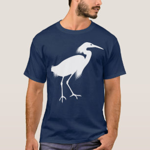 Weißer Snowy-Reiher-Vogel-Druck T-Shirt