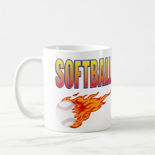 Weißer Softball-Flammen-Ball Tasse