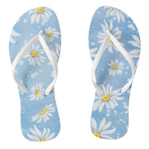 weißer Sommerdaison in blau Flip Flops
