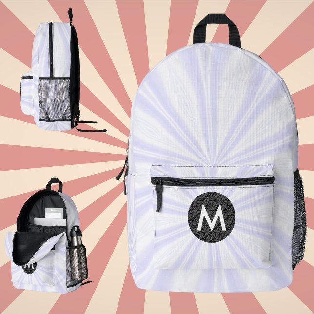 Weißer Sonnenbrand-Mit Monogramm Schwarzkreis Bedruckter Rucksack (Von Creator hochgeladen)