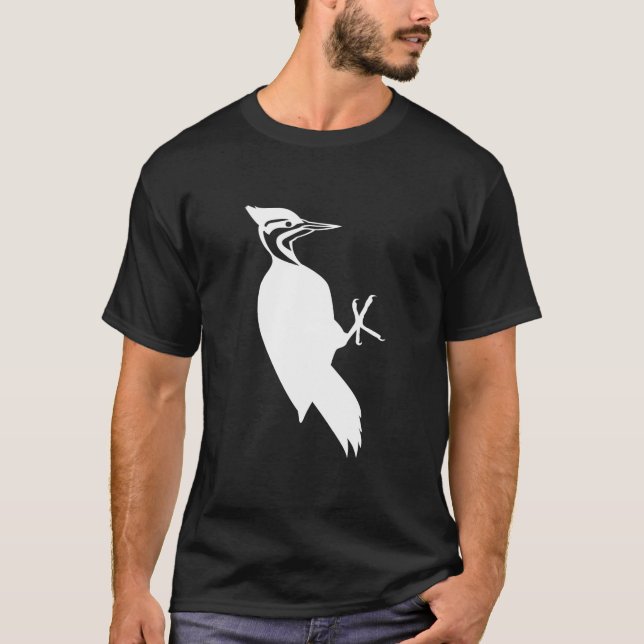 Weißer Specht-Vogel-Druck T-Shirt (Vorderseite)