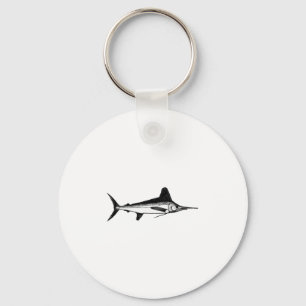 Weißer Speerfisch-Linie Kunst-Logo Schlüsselanhänger