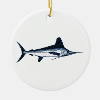 Weißer Speerfisch-Logo Keramikornament