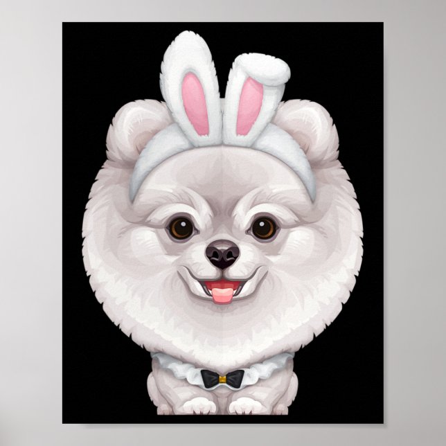 Weißer Spitz in der Ostersonnigen Kostüm Poster (Vorne)