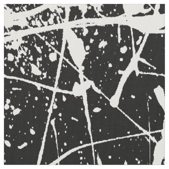 Weißer Spritzer auf schwarzem Gewebe Stoff (Nahaufnahme)