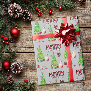 Weißer Staffordshire Terrier und Weihnachtsbaum Geschenkpapier