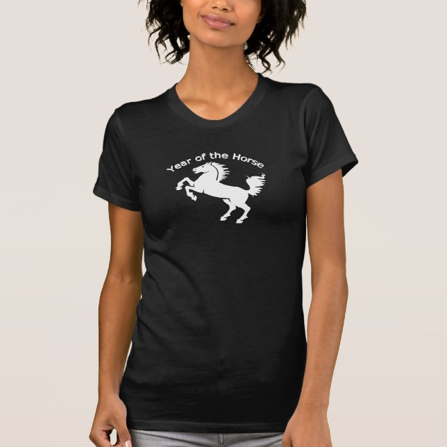 Weißer Stallions-chinesisches Jahr des Pferds T-Shirt (Vorderseite)