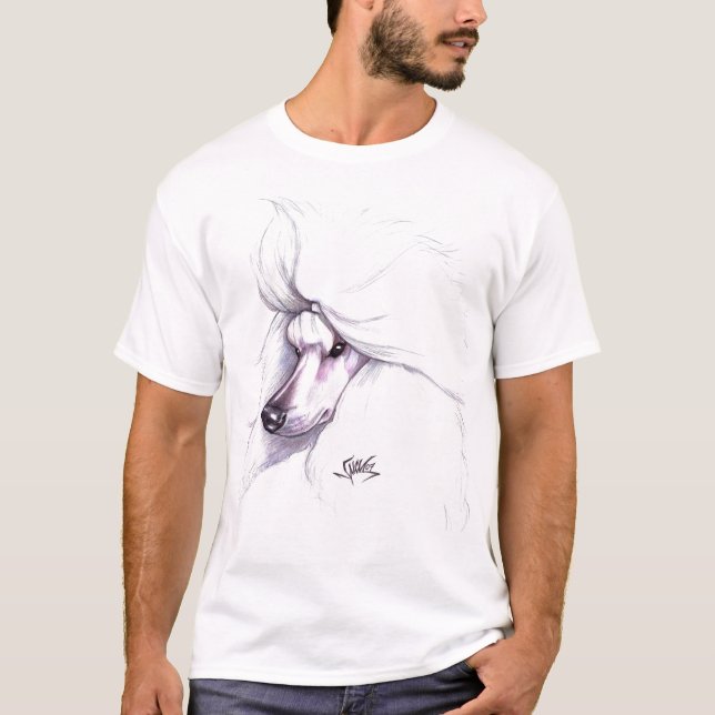 Weißer Standardpudel T-Shirt (Vorderseite)