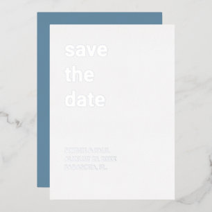 Weißer staubblauer Silberner Save-the-Date-Karten Folieneinladung