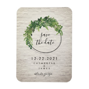 Weißer Stein Inspiriert botanisches Save the Date Magnet