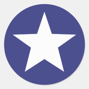 Weißer Stern auf blauem patriotischem Runder Aufkleber