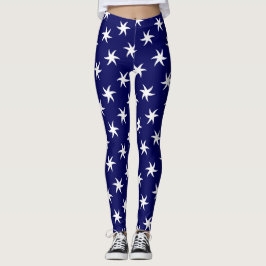 Weißer Sternfisch auf Navy Blue Leggings