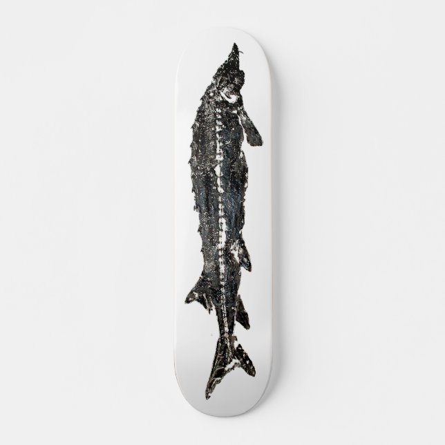 Weißer Stör Gyotaku Skateboard (Vorne)