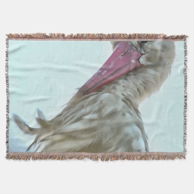 Weißer Storch mit leidenschaftlicher Ausdruckskraf Decke (Vorderseite)