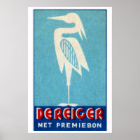 Weißer Storch - Streichholzschachtel-Druck - Ästhe