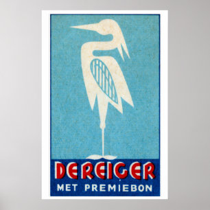 Weißer Storch - Streichholzschachtel-Druck - Ästhe Poster