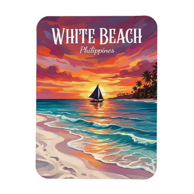 Weißer Strand Philippinen Magnet (Vertikal)
