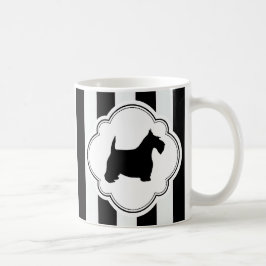 Weißer Streifen-SchwarzesScottie Kaffeetasse