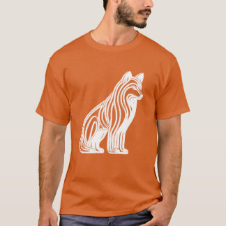 Weißer Strickhund Vintag T-Shirt