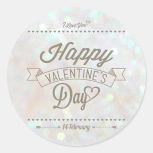 Weißer, subtiler Glitzer Bokeh Valentinstag Aufkle Runder Aufkleber