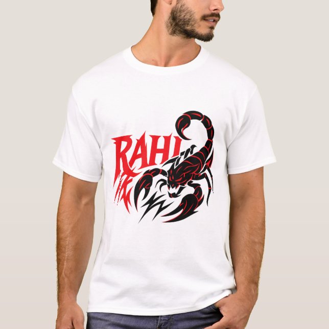 Weißer T - Shirt mit feinem Design eines Skorpion (Vorderseite)