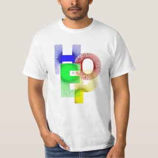 Weißer T - Shirt mit lebhaftem Multicolor HOPE" De