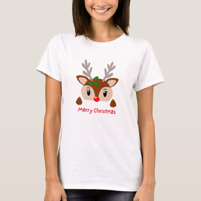 Weißer T - Shirt, Weihnachten T-Shirt (Vorderseite)