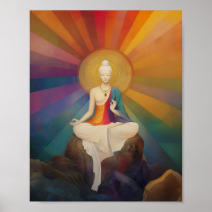 Weißer Tara Regenbogen Druck: Buddhistische Göttin Poster