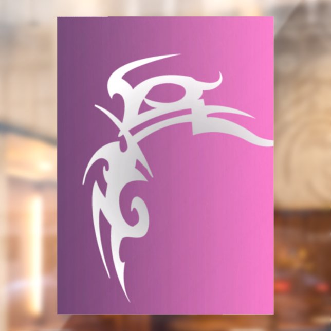 Weißer Tätowierungsdruck mit lila Farbverlauf Fensteraufkleber (Blatt 2)