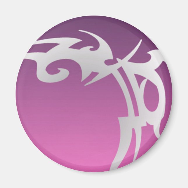 Weißer Tätowierungsdruck mit lila Farbverlauf Magnet (Vorne)
