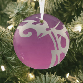 Weißer Tätowierungsdruck mit lila Farbverlauf Ornament Aus Glas