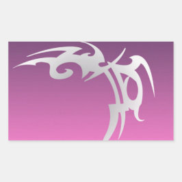 Weißer Tätowierungsdruck mit lila Farbverlauf Rechteckiger Aufkleber