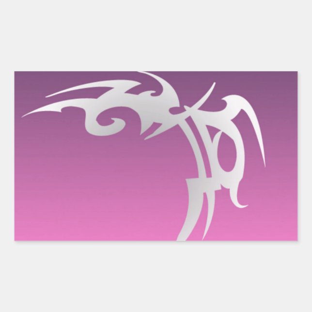 Weißer Tätowierungsdruck mit lila Farbverlauf Rechteckiger Aufkleber (Vorderseite)