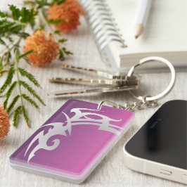 Weißer Tätowierungsdruck mit lila Farbverlauf Schlüsselanhänger