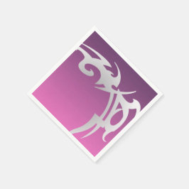 Weißer Tätowierungsdruck mit lila Farbverlauf Serviette