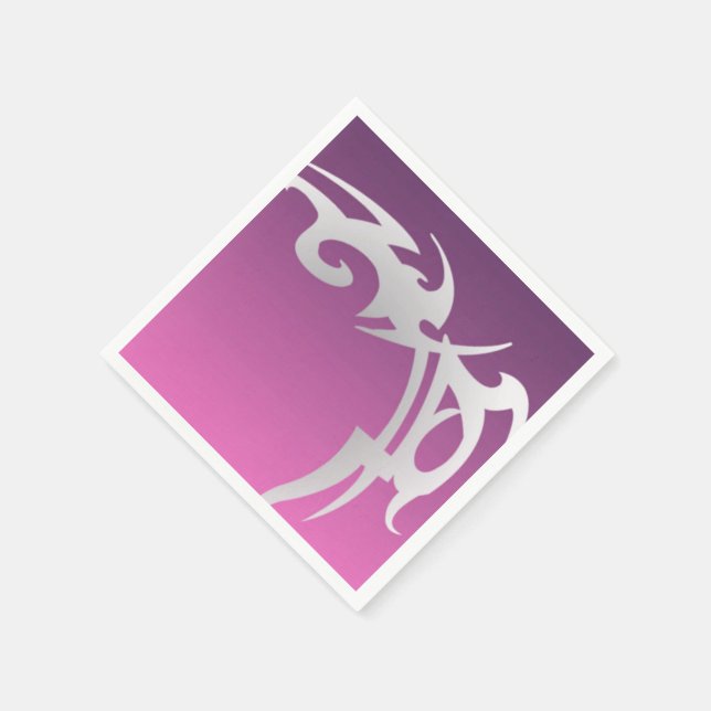 Weißer Tätowierungsdruck mit lila Farbverlauf Serviette (Ecke)