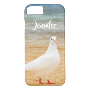 Weißer Tauben-Vogel-personalisierter Name iPhone 8/7 Hülle