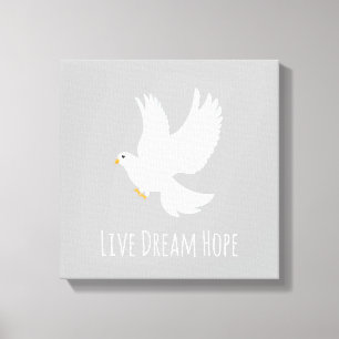 Weißer Taubenvogel auf grau Leinwanddruck