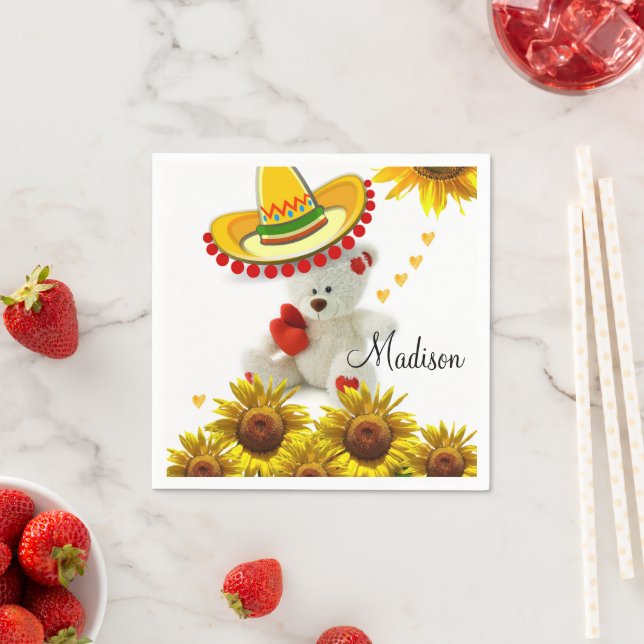 Weißer Teddy Bärenzahnarzt Papier Napkins Serviette (Beispiel)