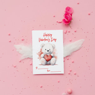 Weißer Teddybär Valentinstag Mitteilungskarte