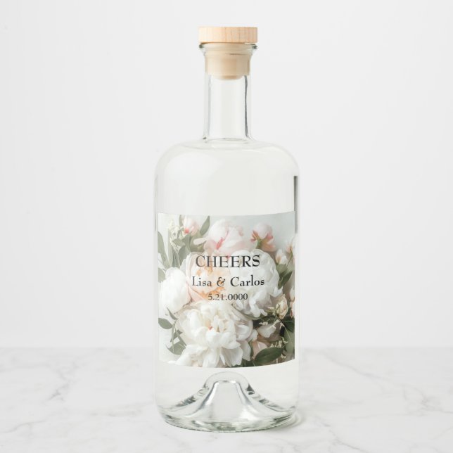 Weißer Teppich mit Spitzen Alkoholflaschenetikett (Vorderseite)