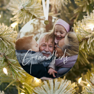 Weißer Text   Grandkids Make Life Grand Foto Ornam Ornament Aus Metall