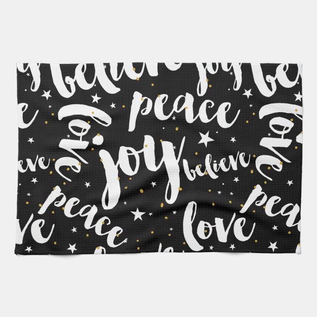 Weißer Text im schwarzen Hintergrund Küchentuch (Horizontal)